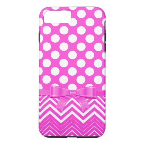 Pink Chevron And Polka Dot On A Pink Background iPhone 8 Plus7 Plus Case