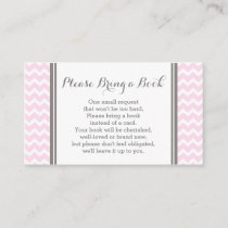 Pink Chevron Baby Shower Book Request Card