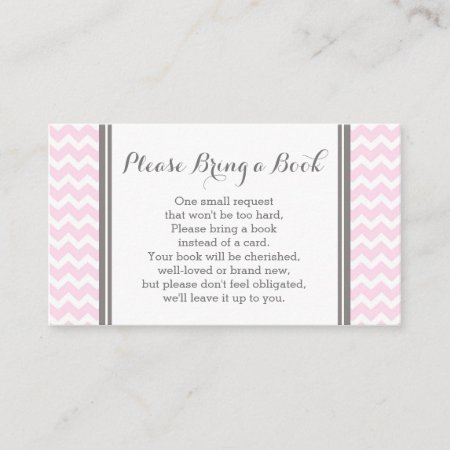 Pink Chevron Baby Shower Book Request Card