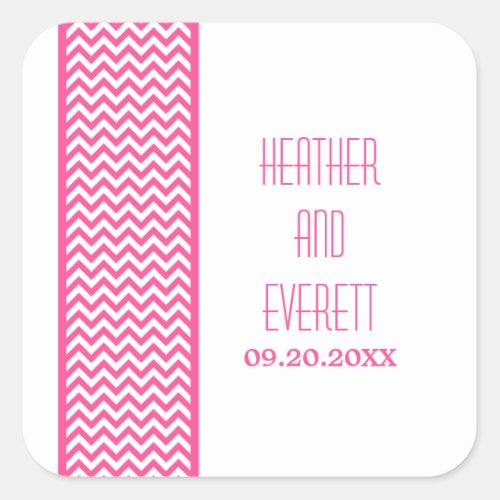 Pink Chevron Border Wedding Stickers