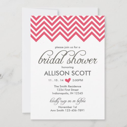 Pink Chevron Bridal Shower Invitation