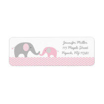 Pink Chevron Elephant Address Labels