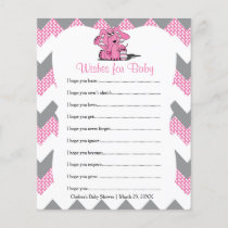 Pink Chevron Elephant Baby Girl Shower - Wishes