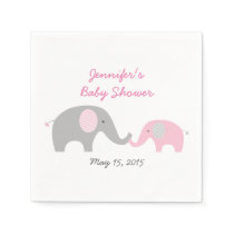 Pink Chevron Elephant Baby Shower Napkins
