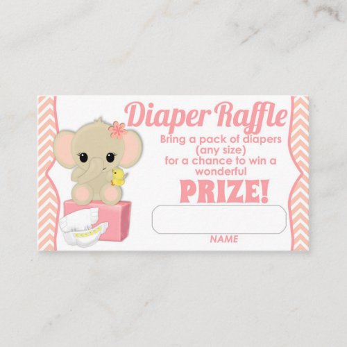 Pink Chevron Elephant Diaper Raffle Tickets 100pk Business Cards