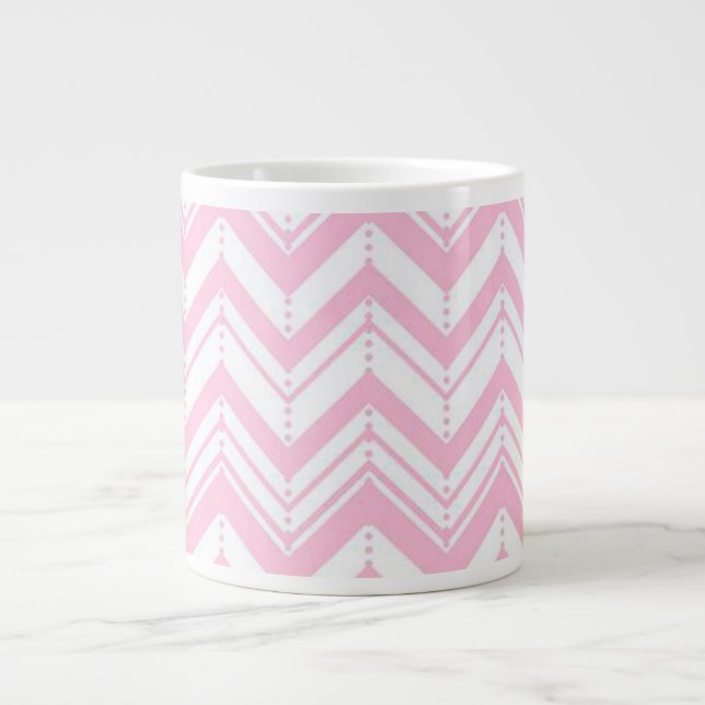 Pink Chevron Giant Coffee Mug (Front)