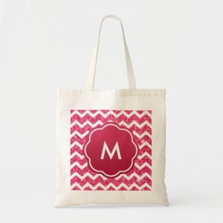 Pink Chevron Glitter Monogram