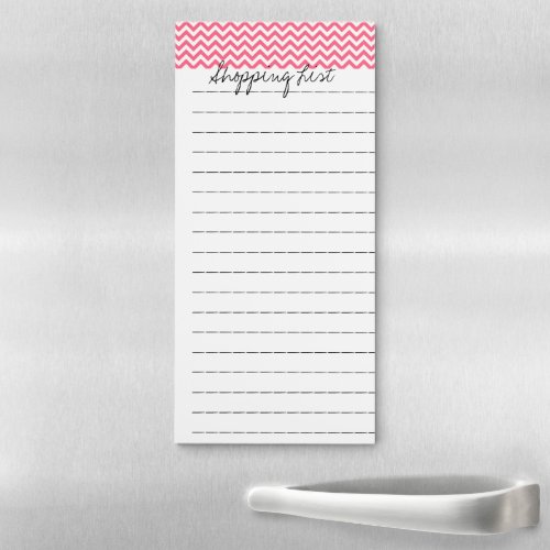 Pink Chevron Magnetic Shopping List Notepad