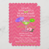 Pink Chevron Margarita Monograms Bridal Shower Invitation (Front/Back)