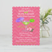 Pink Chevron Margarita Monograms Bridal Shower Invitation (Standing Front)