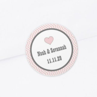 Pink Chevron or Choose Color Classic Round Sticker