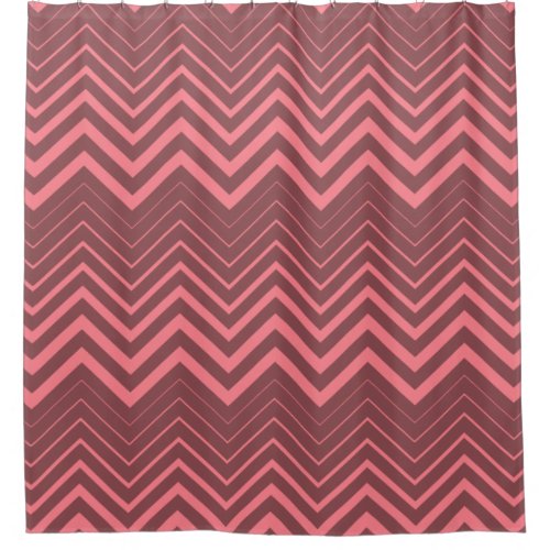 Pink Chevron Over Brown Background Shower Curtain