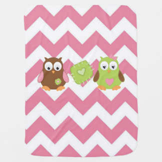 Pink Chevron, Owl Baby Blanket