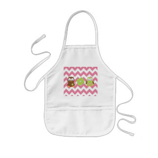 Pink Chevron, owl, Kids Apron