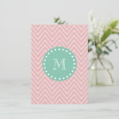 Pink Chevron Pattern | Mint Green Monogram (Standing Front)