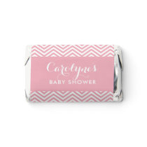 Pink Chevron Pattern Personalized Baby Shower Hershey's Miniatures