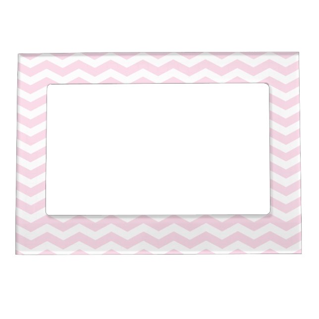 Pink Chevron Pattern Picture Frame Magnet (Front)