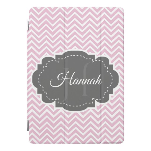 Pink Chevron Personalized iPad Smart Cover (Front)