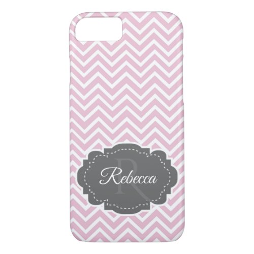 Pink Chevron Personalized iPhone Case