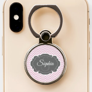Pink Chevron Personalized Phone Grip