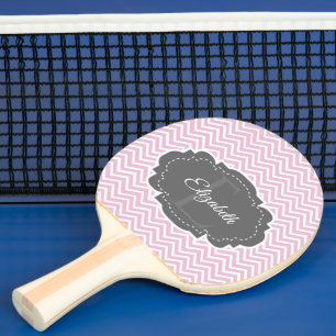 Pink Chevron Personalized Ping Pong Paddle