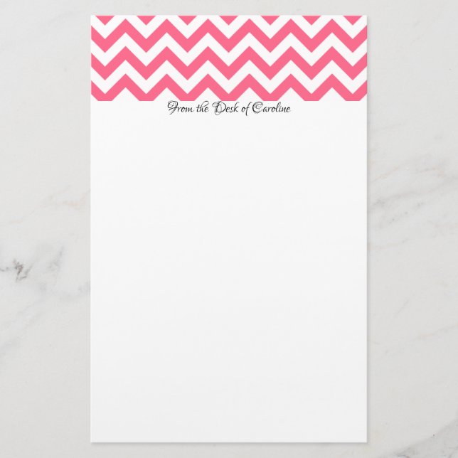 Pink Chevron Personalized Stationery (Front)