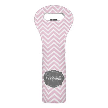 Pink Chevron Personalized Wine Tote by jade426 at Zazzle