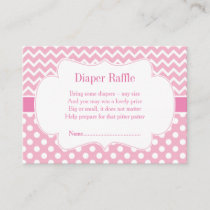 Pink Chevron & Polka Dot Diaper Raffle Enclosure Card