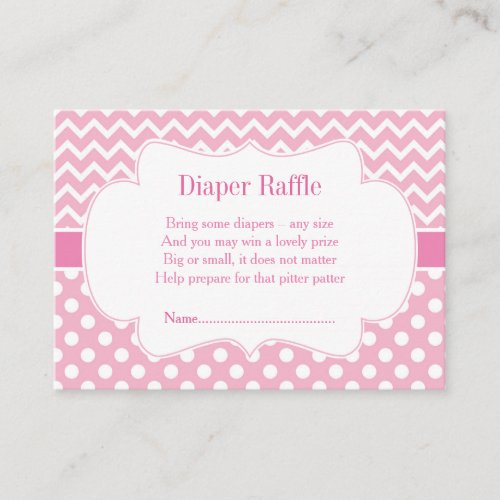 Pink Chevron  Polka Dot Diaper Raffle Enclosure Card