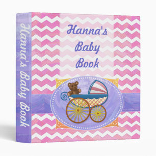 Pink Chevron Pram Custom Baby Book Binder