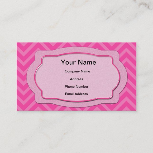 Pink Chevron Stripes Business Card (Front)
