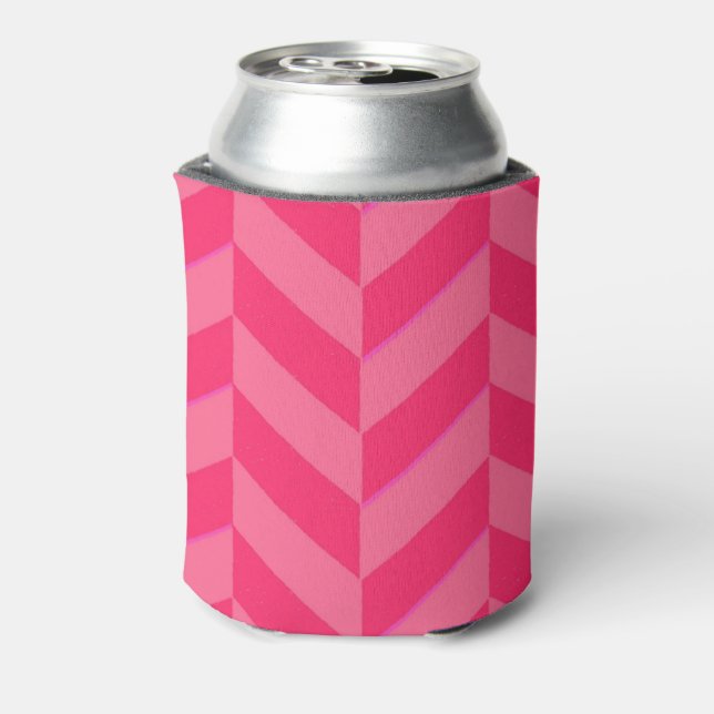 Pink Chevron Stylish Beverage Accessory Can Cooler (Can Back)