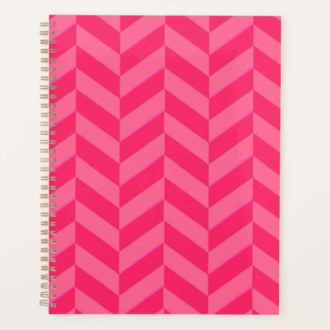 Pink Chevron Stylish  Planner (Front)