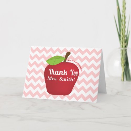 Pink Chevron Teacher appreciation apple Card