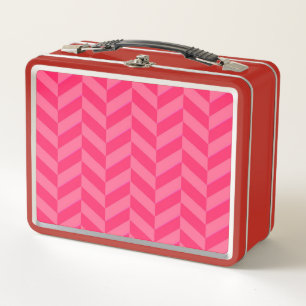Pink Chevron Trendy Food Storage Solution Metal Lunch Box