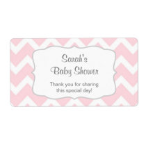 Pink Chevron Water Bottle or favor u customize Label