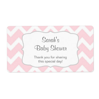 Pink Chevron Water Bottle or favor u customize Label