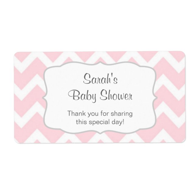 Pink Chevron Water Bottle or favor u customize Label (Front)