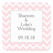 Pink Chevron Wedding Bridal Baby Shower Favor Square Sticker