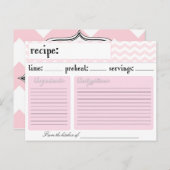 Pink Chevron Wedding Bridal Shower Recipe Cards (Front/Back)