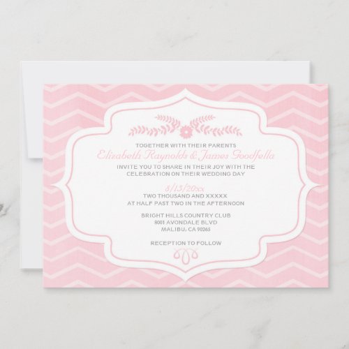 Pink Chevron Wedding Invitations
