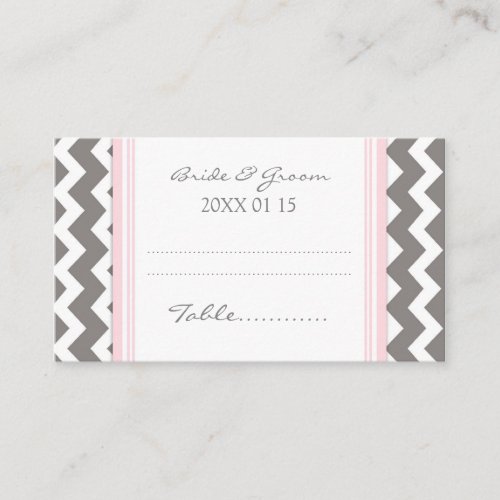 Pink Chevron Wedding Table Place Setting Cards Business Card Template