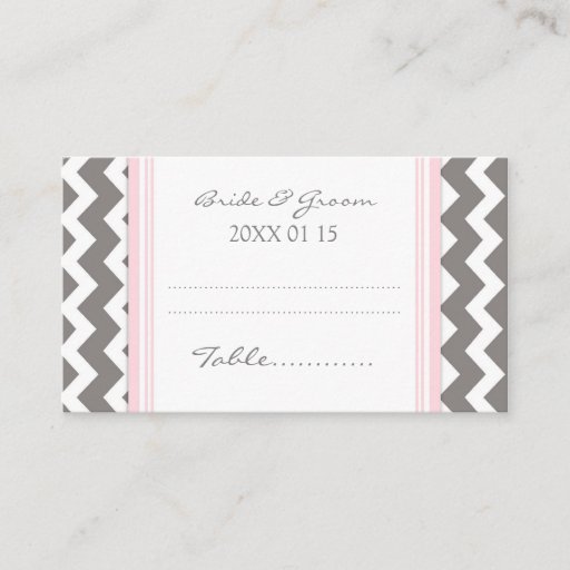 Customizable Pink Chevron Wedding Table Place Setting Cards Business Card Template