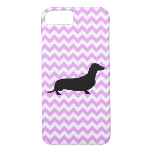 Pink Chevron With Dachshund iPhone 87 Case