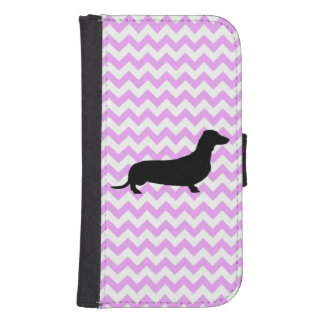 Pink Chevron With Dachshund Phone Wallet