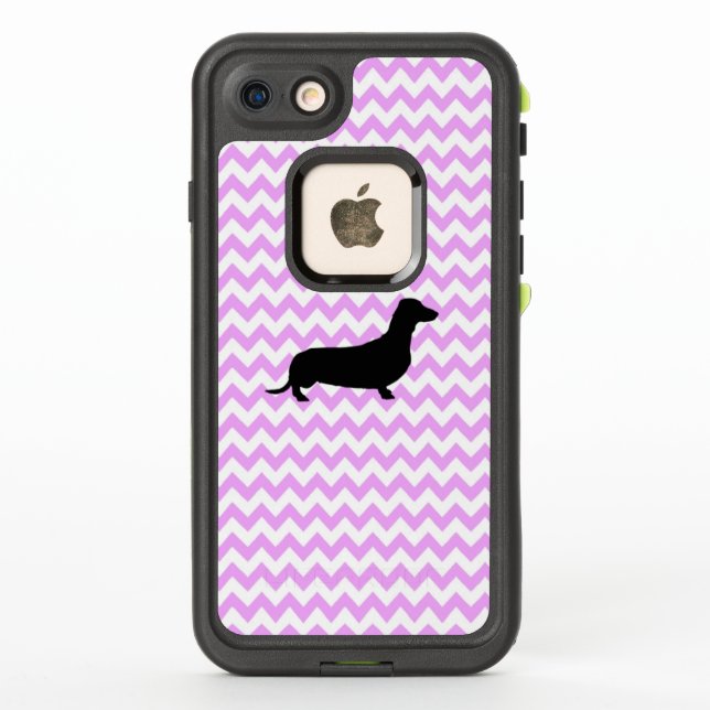 Pink Chevron With Dachshund Silhouette LifeProof iPhone Case (Back)
