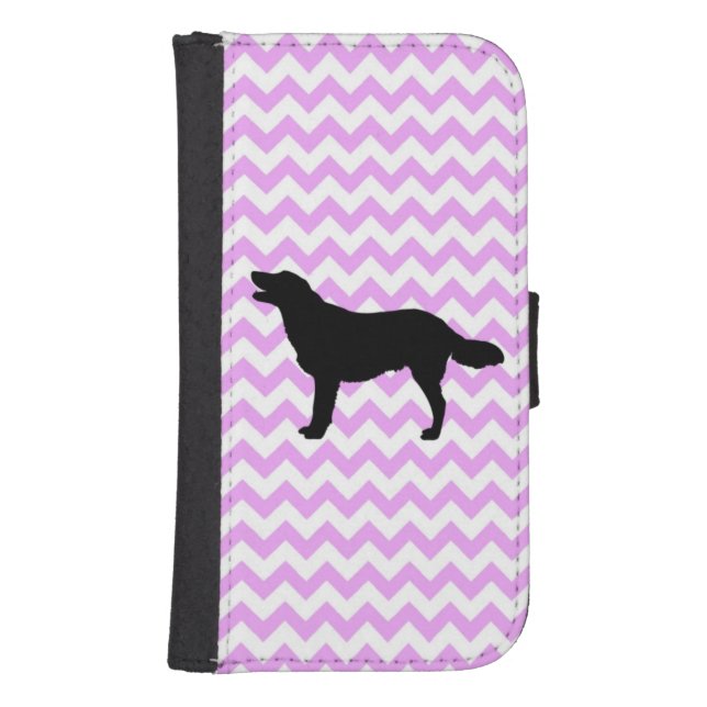 Pink Chevron With Golden Retriever Silhouette Samsung Galaxy Wallet Case (Front)