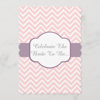 Pink Chevron With Heather Purple Cigar Band Design Invitation