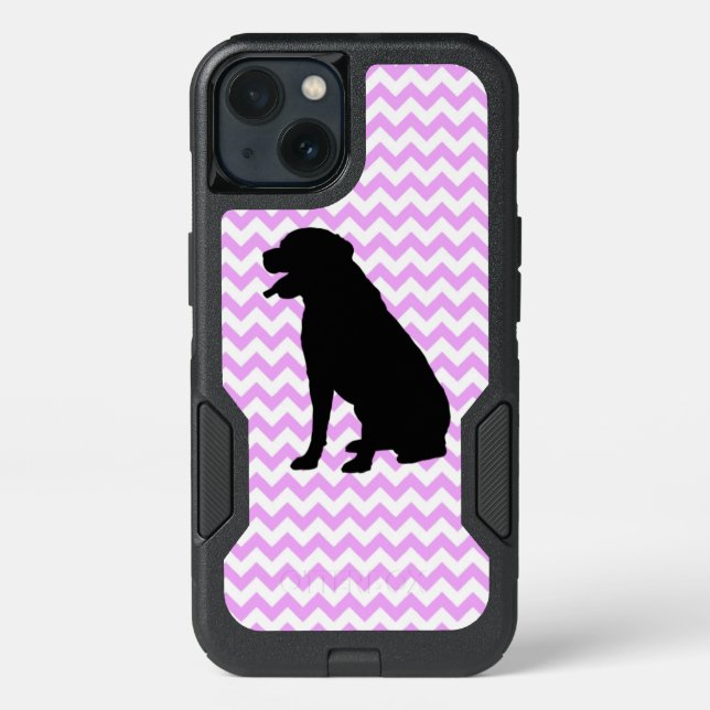 Pink Chevron With Lab Silhouette Otterbox iPhone Case (Back)