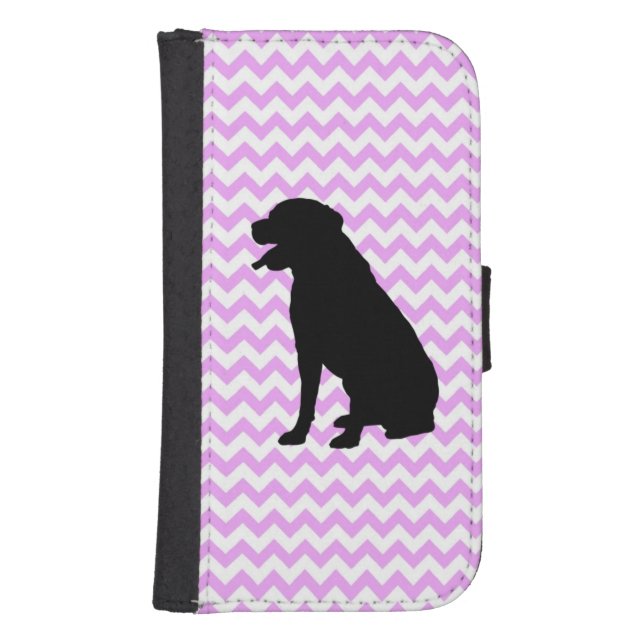 Pink Chevron With Lab Silhouette Samsung Galaxy Wallet Case (Front)
